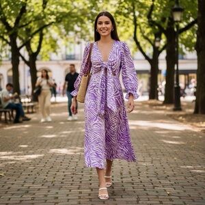 PrettyLittleThing Purple Zebra Maxi Dress